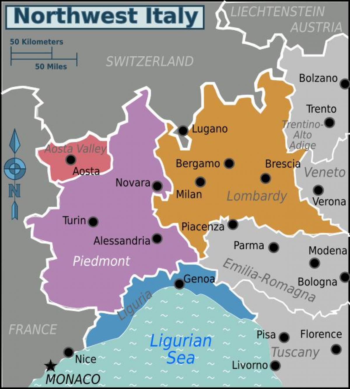north west Italy map
