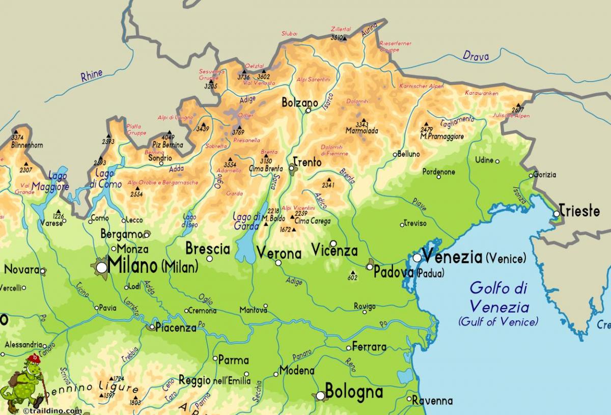 map of north east Italy