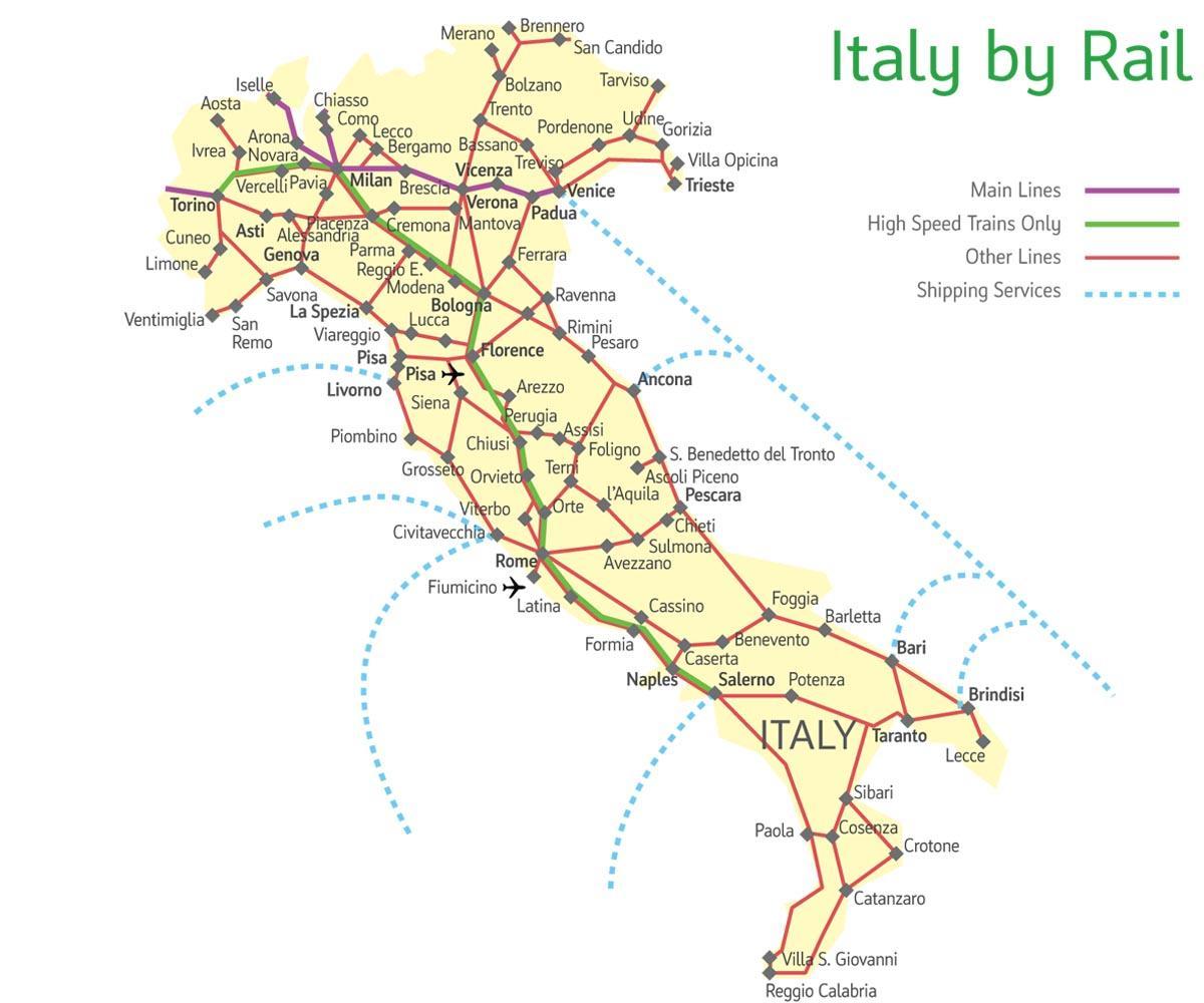 map of Italy southern train