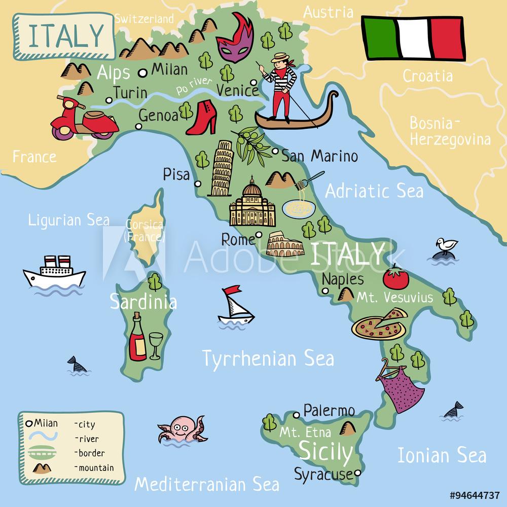 Map of Italy for kids - Map of Italy for children (Southern Europe ...