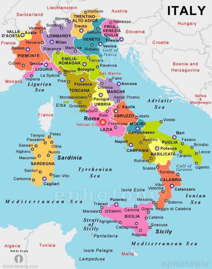 Areas of Italy map - Italy neighborhood map (Southern Europe - Europe)