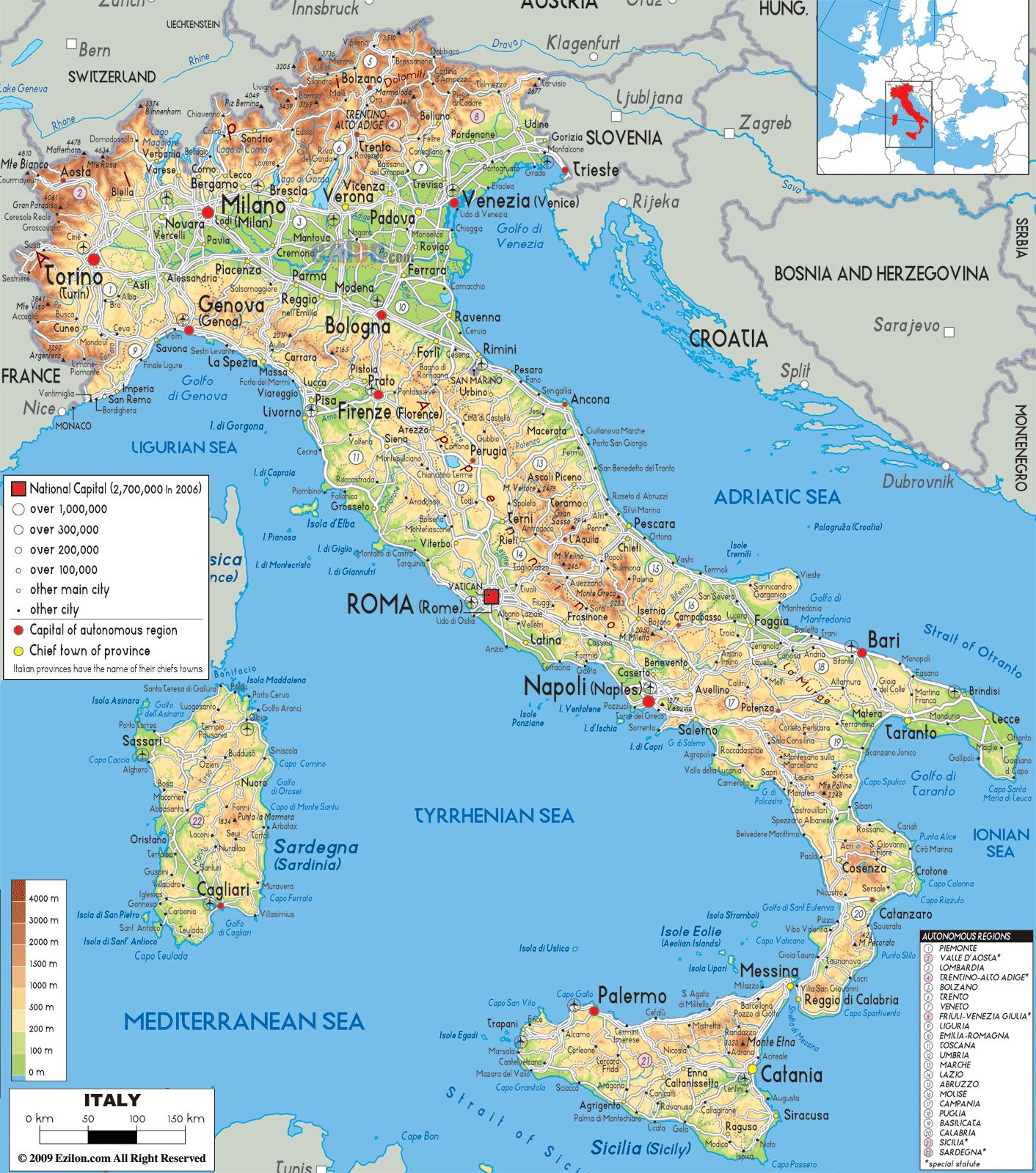 Italy Geographic Map 