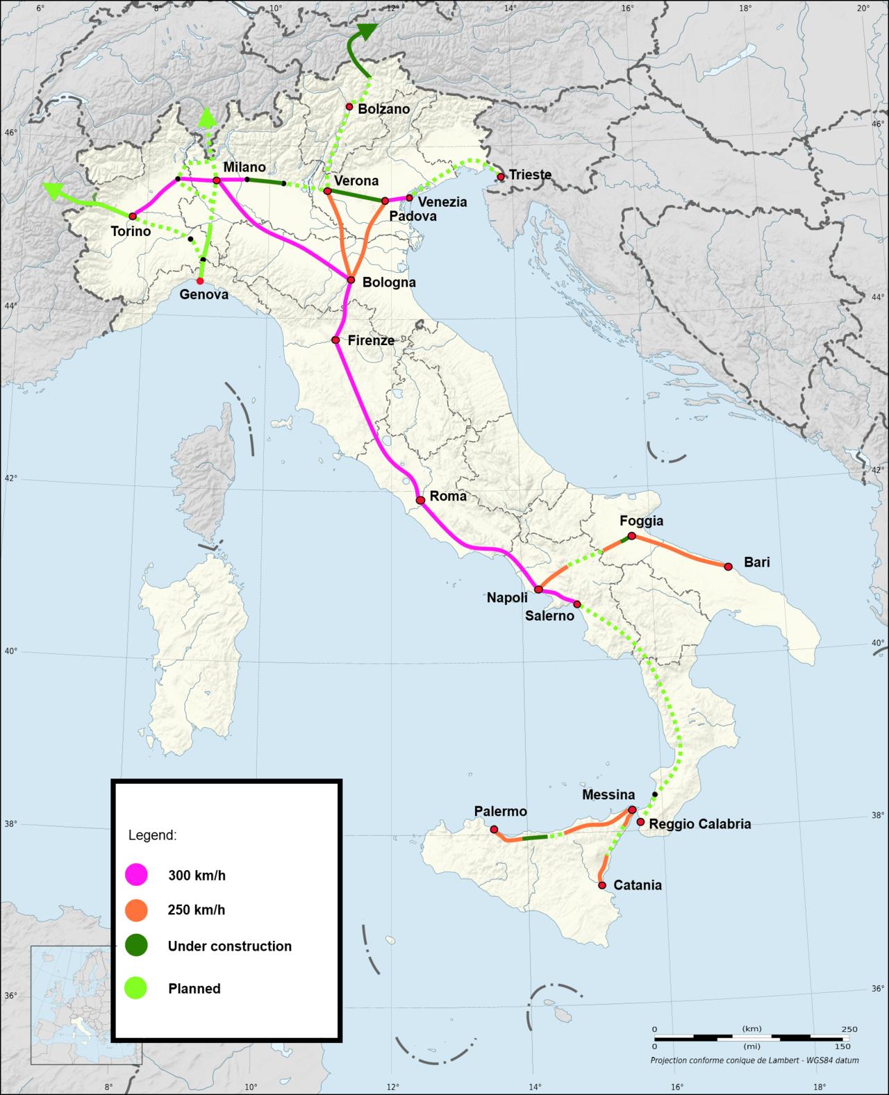 Italy High Speed Train Map 