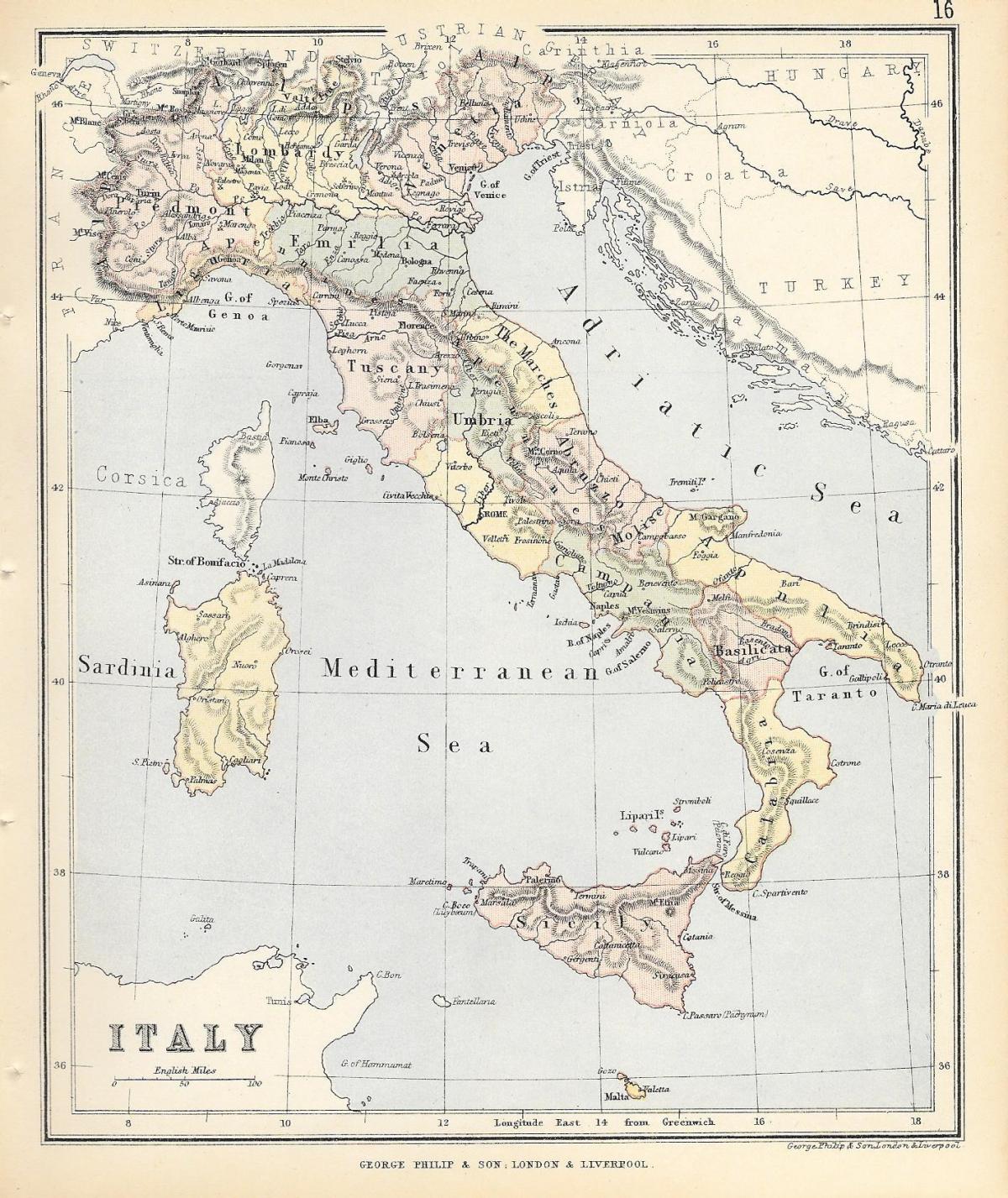 historical map of Italy