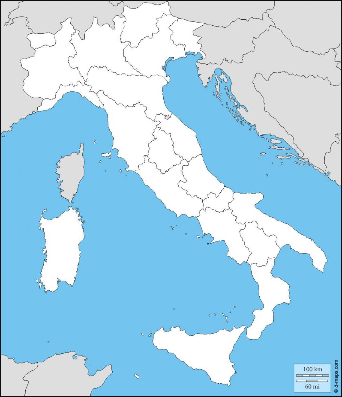 blank map of Italy with regions