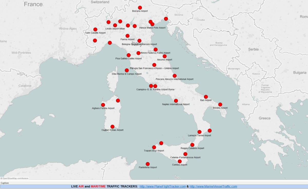 map of Italy showing airports
