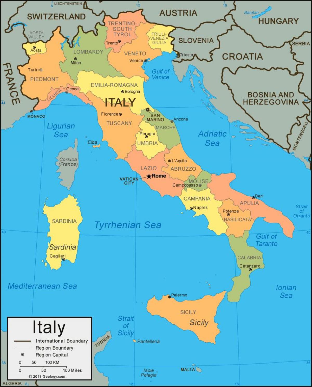 map of Italy coast