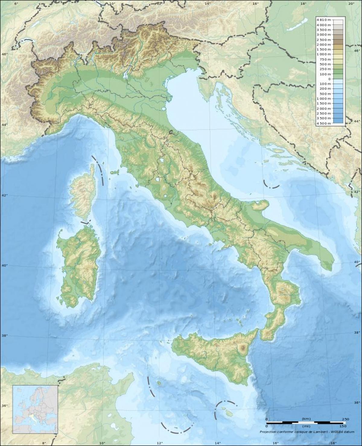 map of Italy elevation