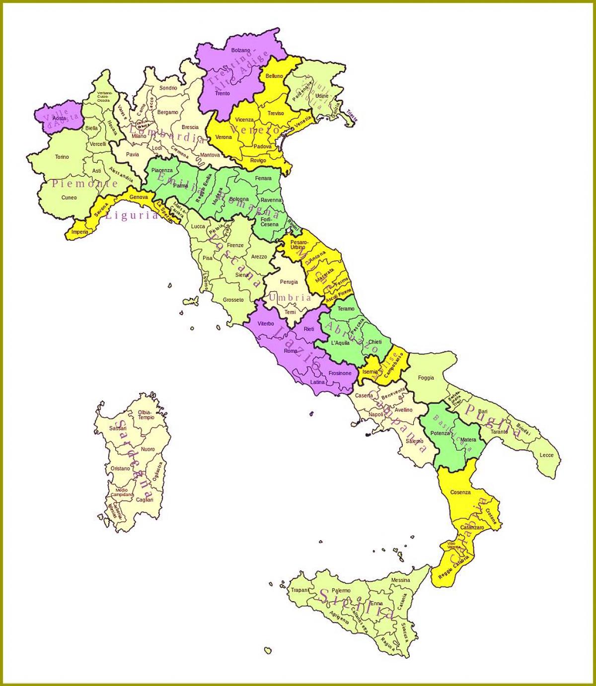 Italy provinces map - Italy map regions provinces (Southern Europe