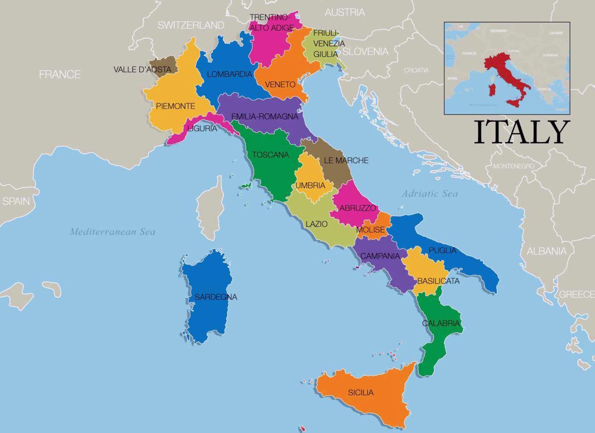 map of Italy and regions