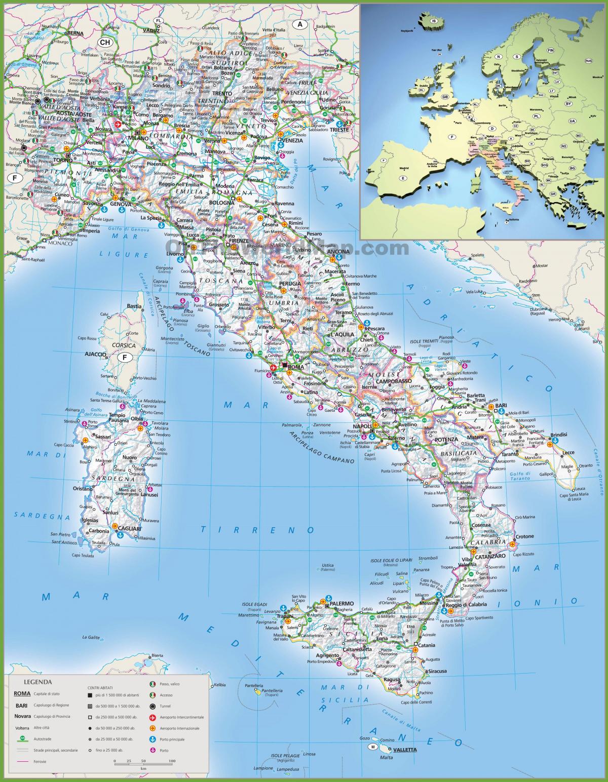 map of Italy transport
