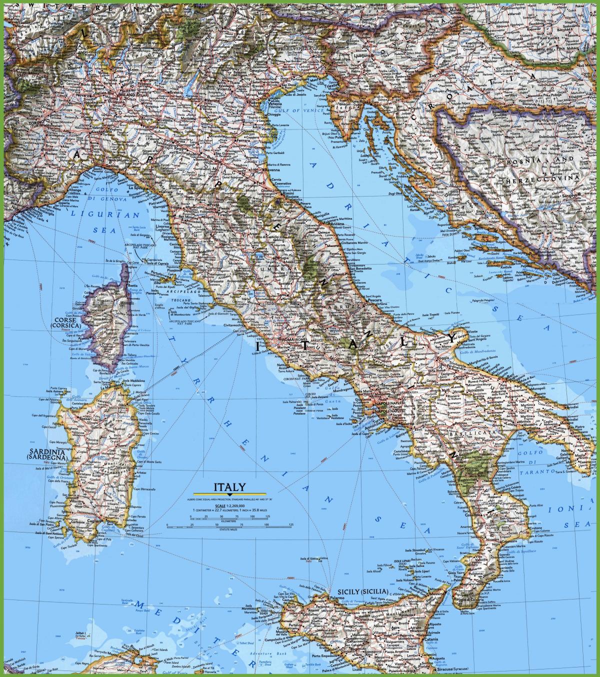 large detailed map of Italy