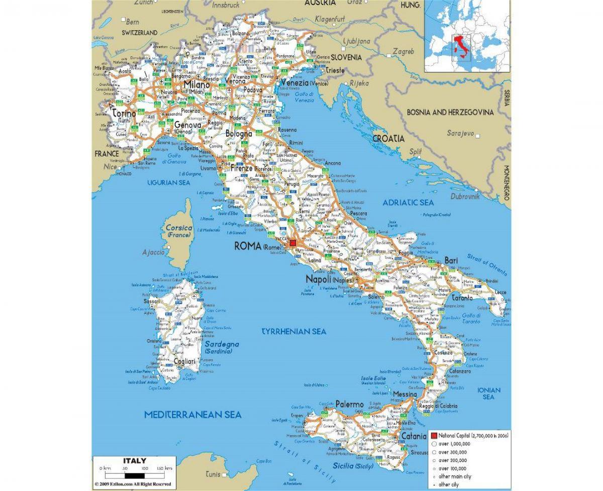 detailed map of Italy with cities