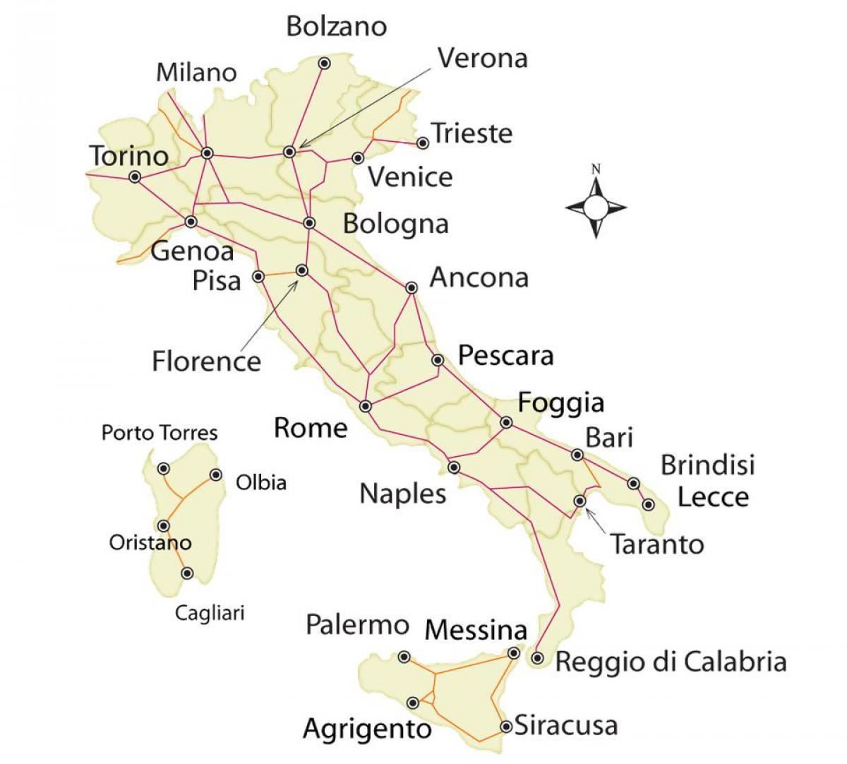 train map Italy network