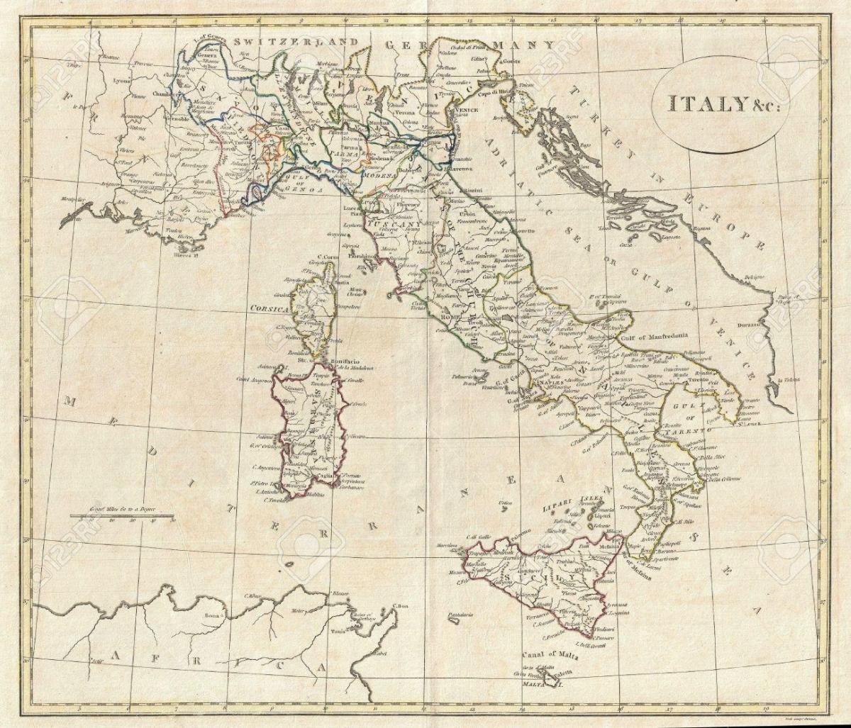 map of Italy old