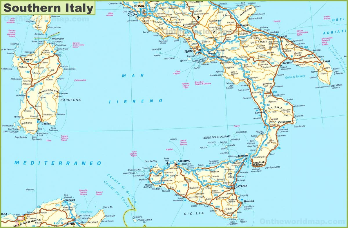 map of Italy south