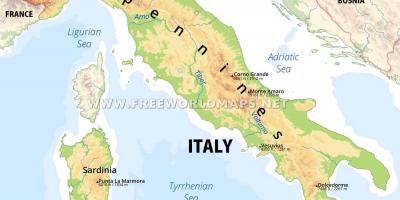 Italy physical features map
