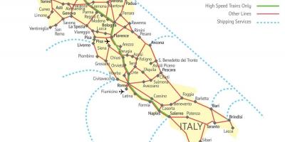 Map of Italy southern train